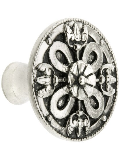 Celtic Shield Knob - 1 1/8 inch Diameter in Brite Nickel.